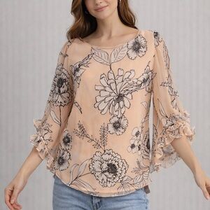 Calvin Klein Pink Ruffled Blouse Relaxed Fit, size M